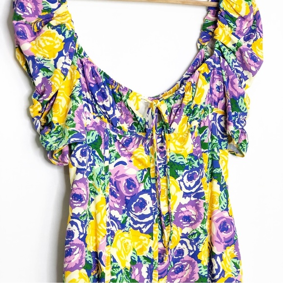 Zara multicolored floral, puff sleeve, mini dress - Picture 4 of 13
